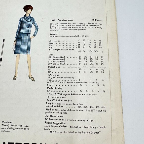 Vogue Paris Original w/Label 1960s Side Wrapped MOLYNEUX Dress Sewing Pattern 15 - Picture 6 of 9